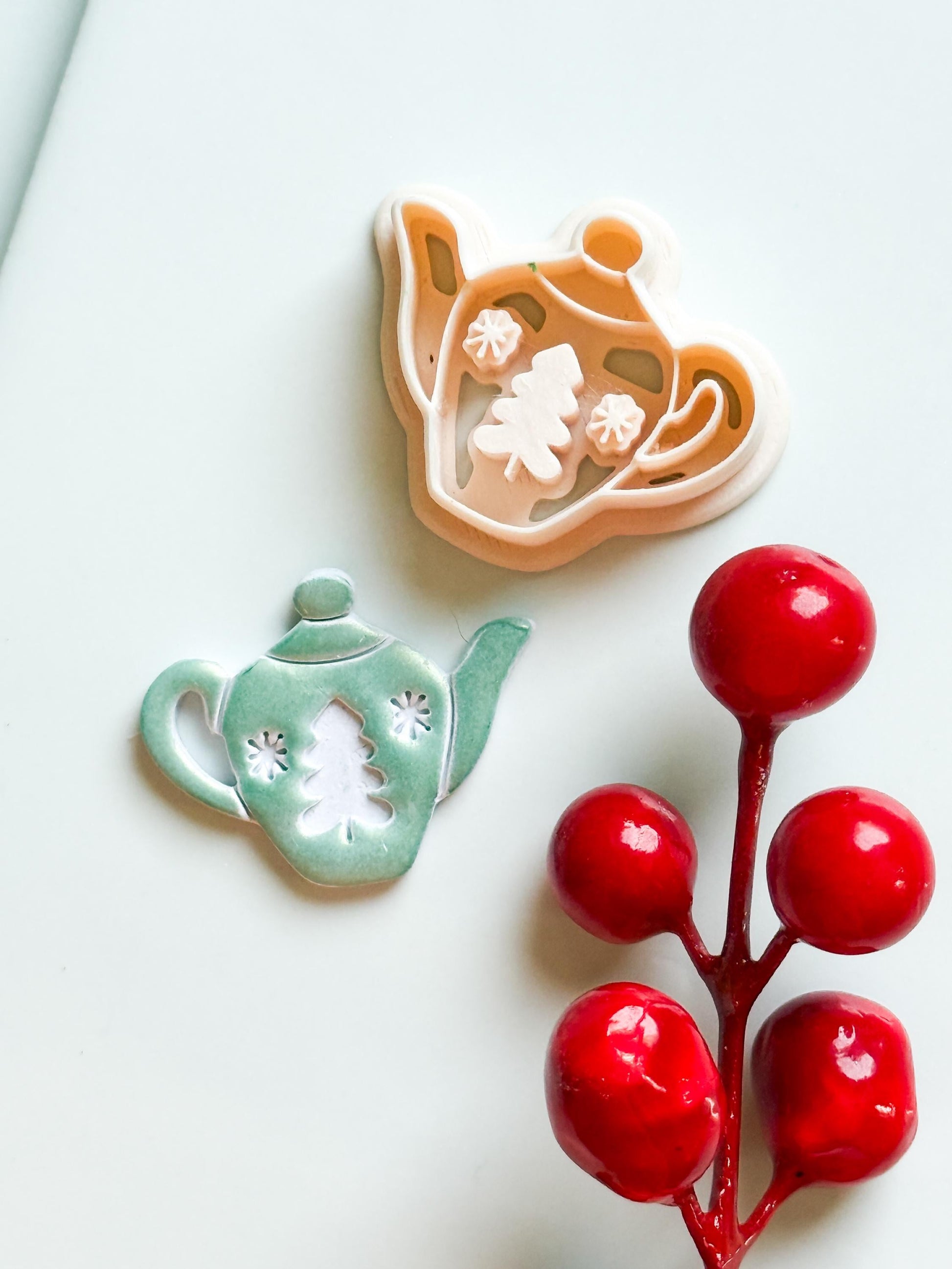 Christmas Teapot Clay Cutter – Holiday Polymer Clay Earring and Ornament Tool