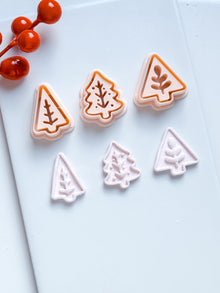 Modern Christmas Tree Clay Cutter Set – Embossed Holiday Polymer Clay Seal Tool