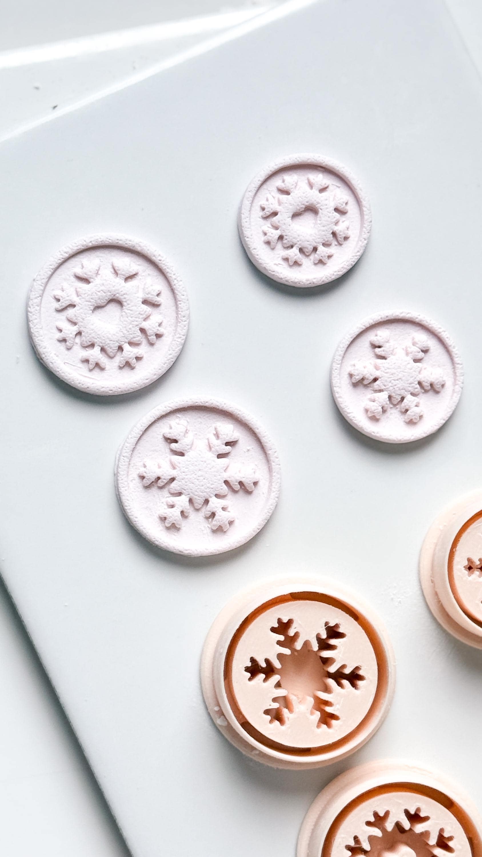 Heart & Star Snowflake Emboss Clay Cutter Set: Round Winter Seal Polymer Clay Tools
