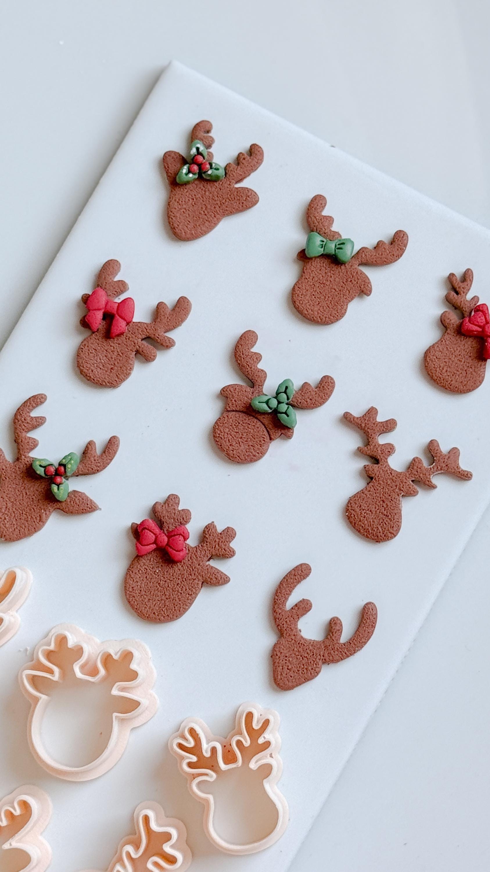 Reindeer Head Clay Cutter Set – Polymer Clay Christmas Earring & Charm Shapes
