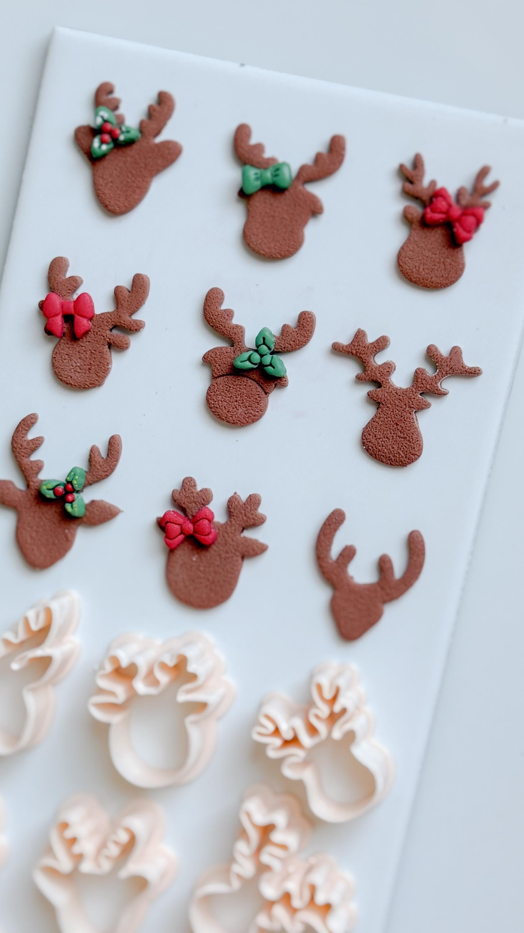 Reindeer Head Clay Cutter Set – Polymer Clay Christmas Earring & Charm Shapes