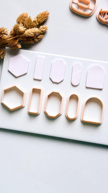 Basic Geometric Clay Cutter Set: Arch, Hexagon & Rectangle Shapes for Polymer Clay Jewelry