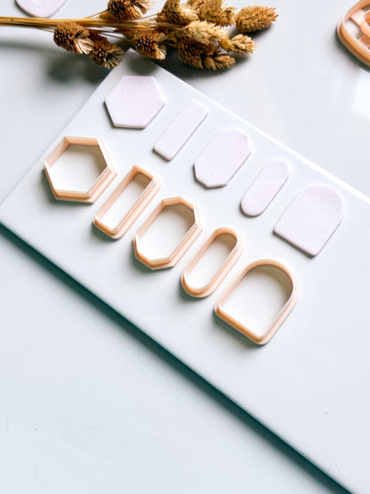 Basic Geometric Clay Cutter Set: Arch, Hexagon & Rectangle Shapes for Polymer Clay Jewelry