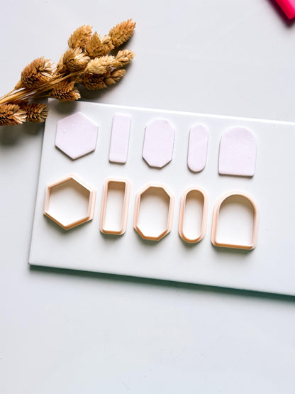 Basic Geometric Clay Cutter Set: Arch, Hexagon & Rectangle Shapes for Polymer Clay Jewelry
