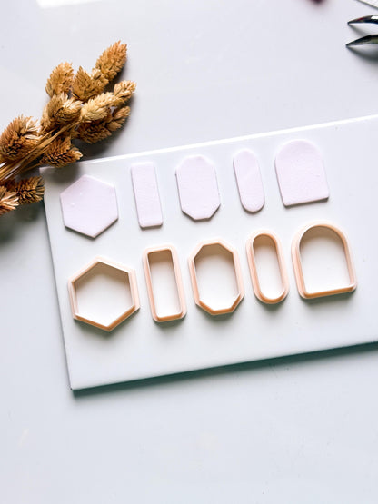 Basic Geometric Clay Cutter Set: Arch, Hexagon & Rectangle Shapes for Polymer Clay Jewelry