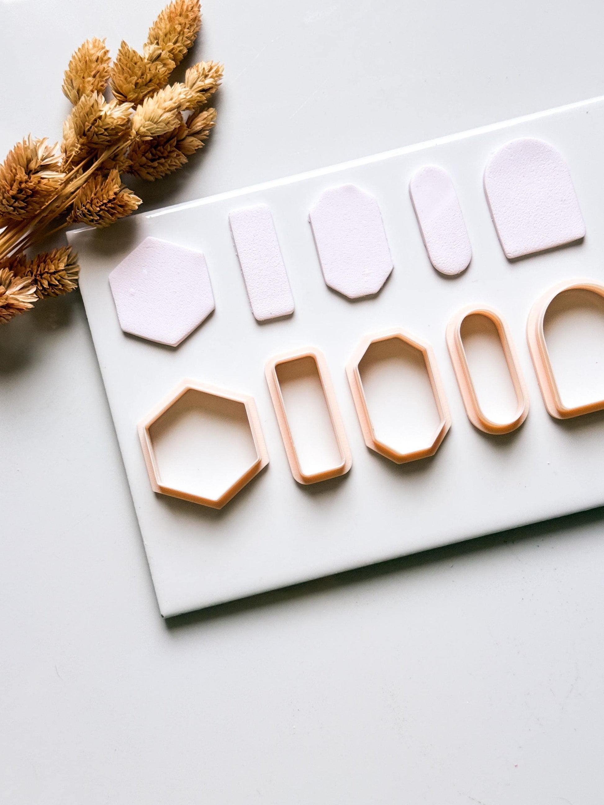 Basic Geometric Clay Cutter Set: Arch, Hexagon & Rectangle Shapes for Polymer Clay Jewelry