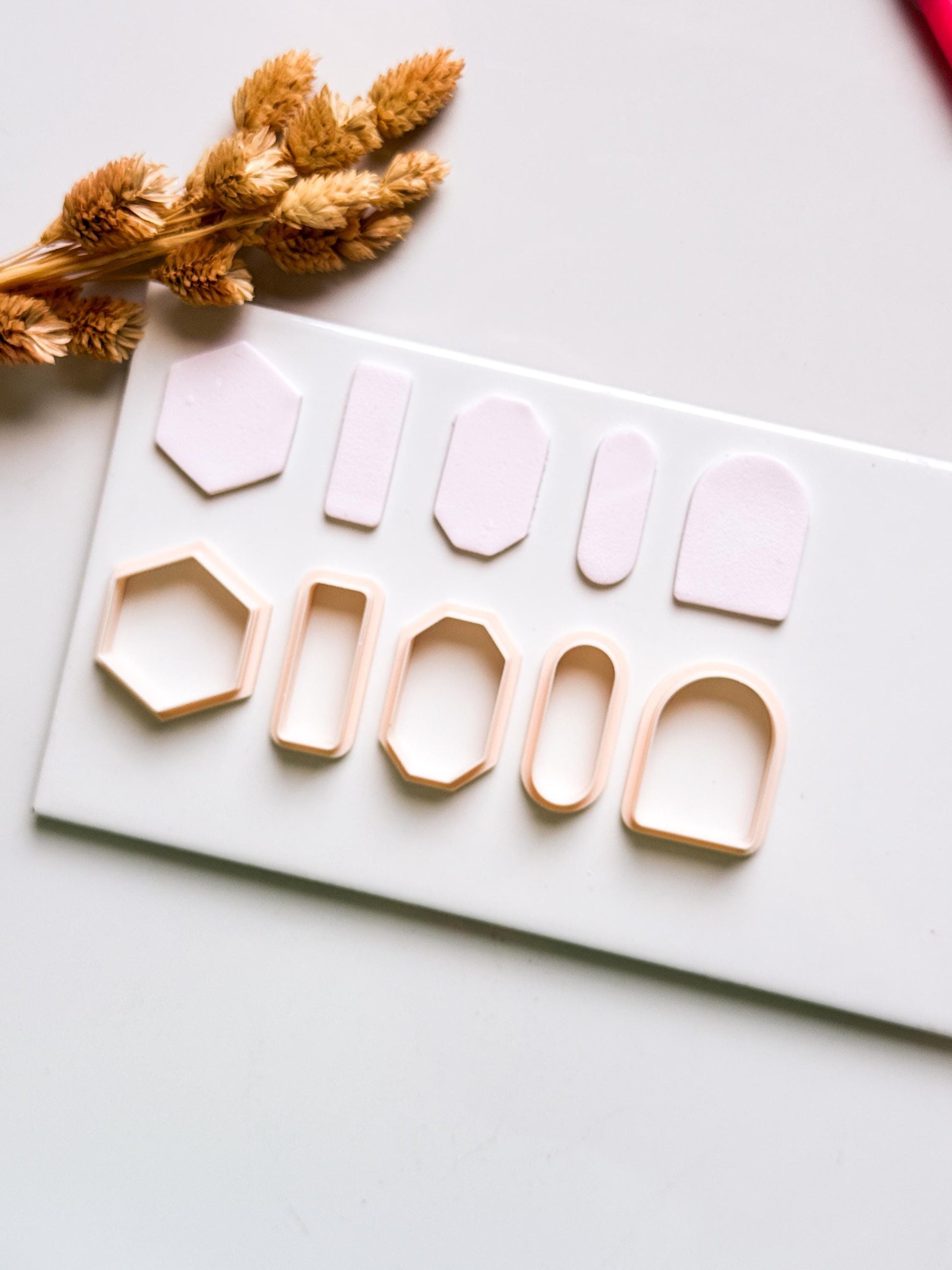 Basic Geometric Clay Cutter Set: Arch, Hexagon & Rectangle Shapes for Polymer Clay Jewelry