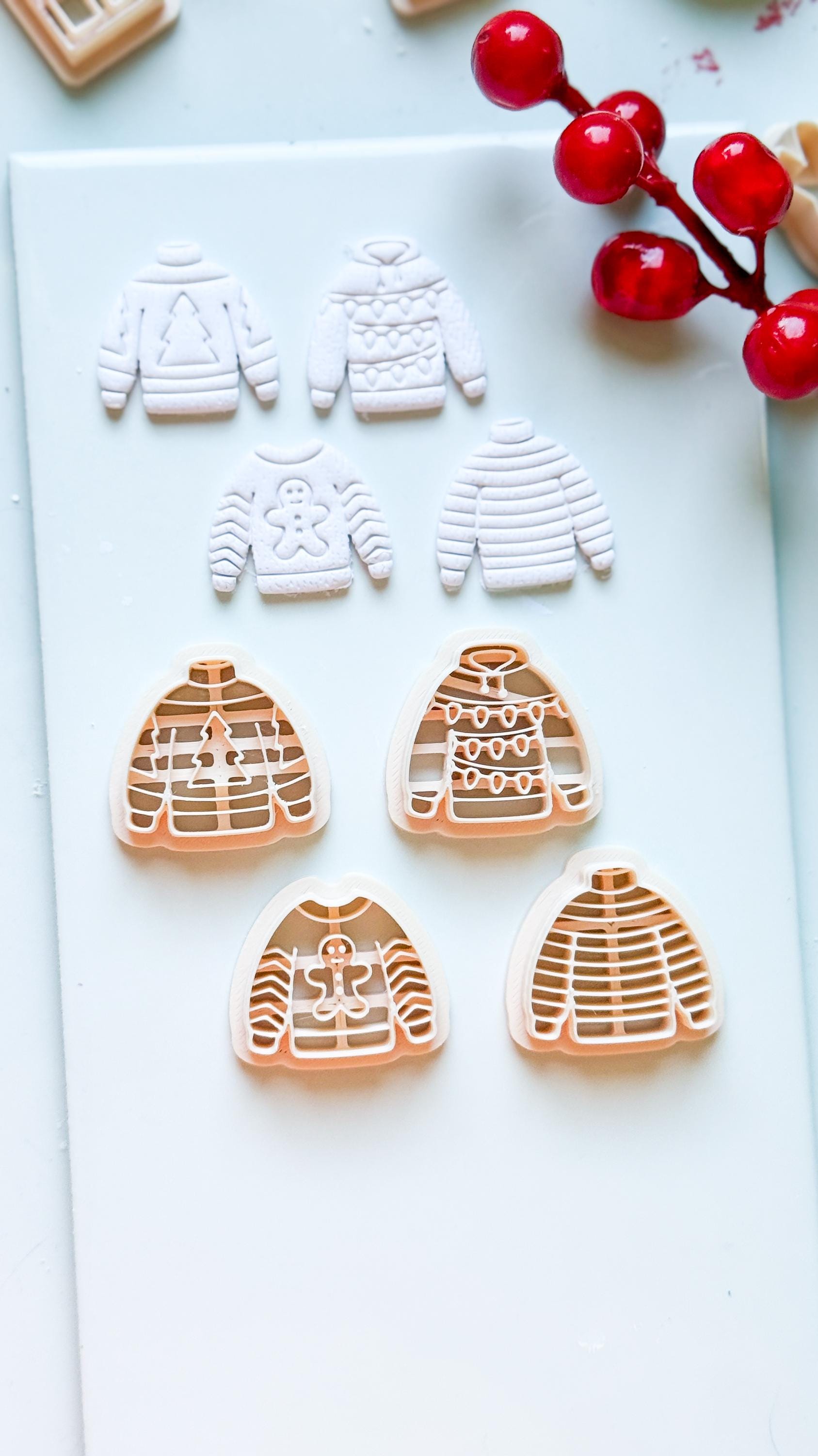 Christmas Sweater Clay Cutters: Holiday Earring Cutters for Polymer Clay