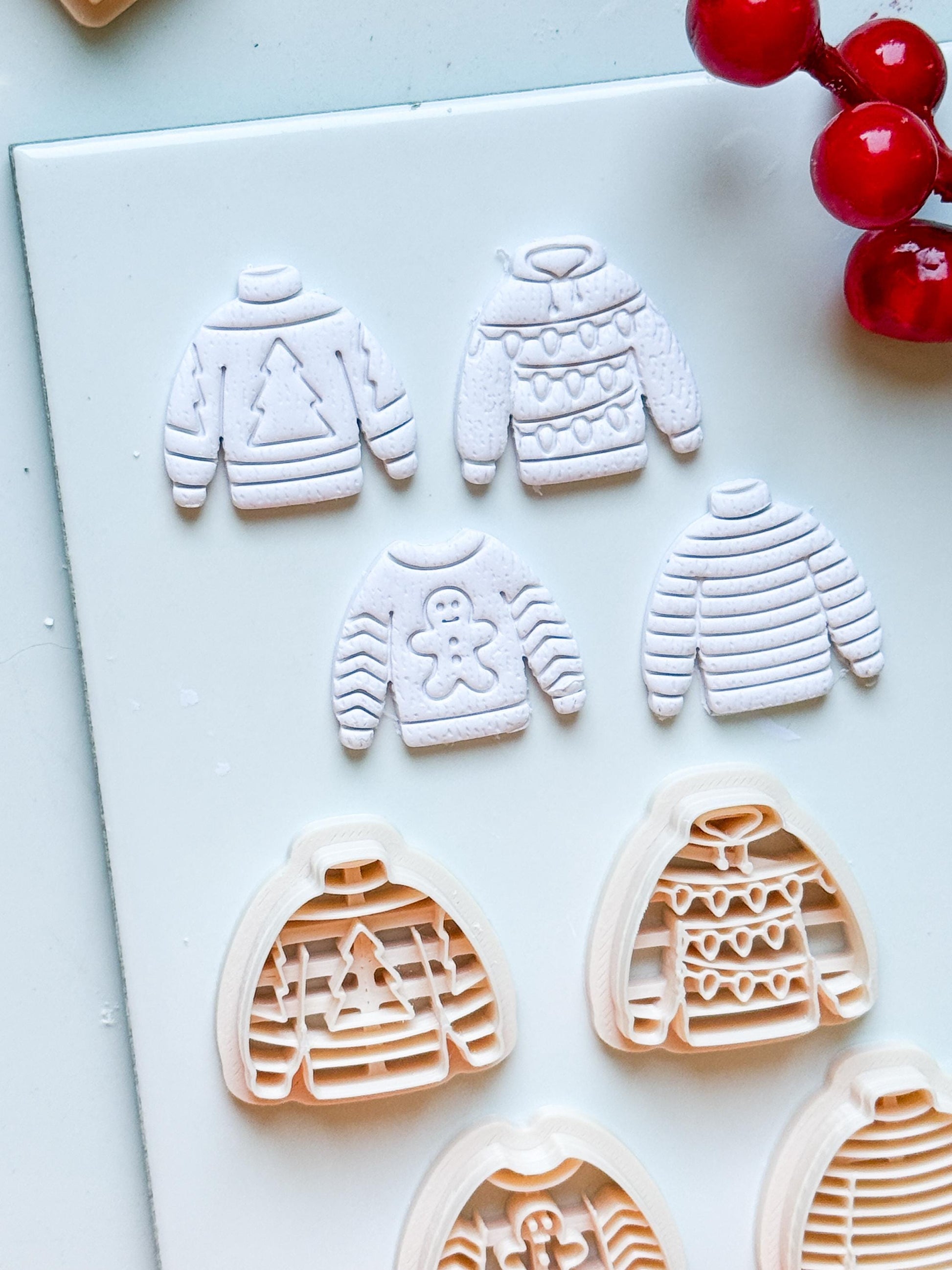 Christmas Sweater Clay Cutters: Holiday Earring Cutters for Polymer Clay