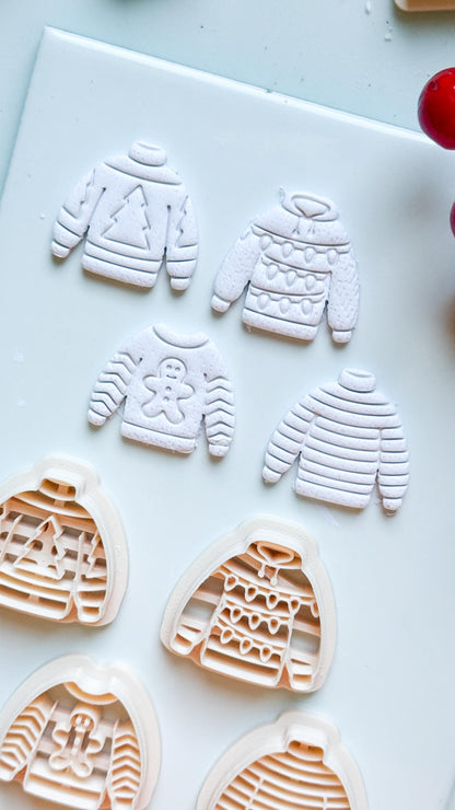 Christmas Sweater Clay Cutters: Holiday Earring Cutters for Polymer Clay