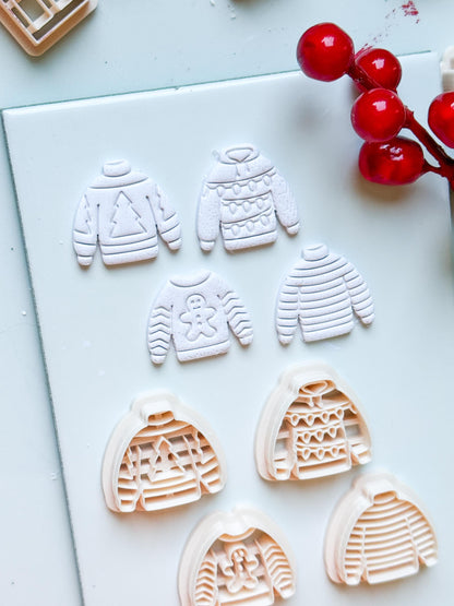 Christmas Sweater Clay Cutters: Holiday Earring Cutters for Polymer Clay