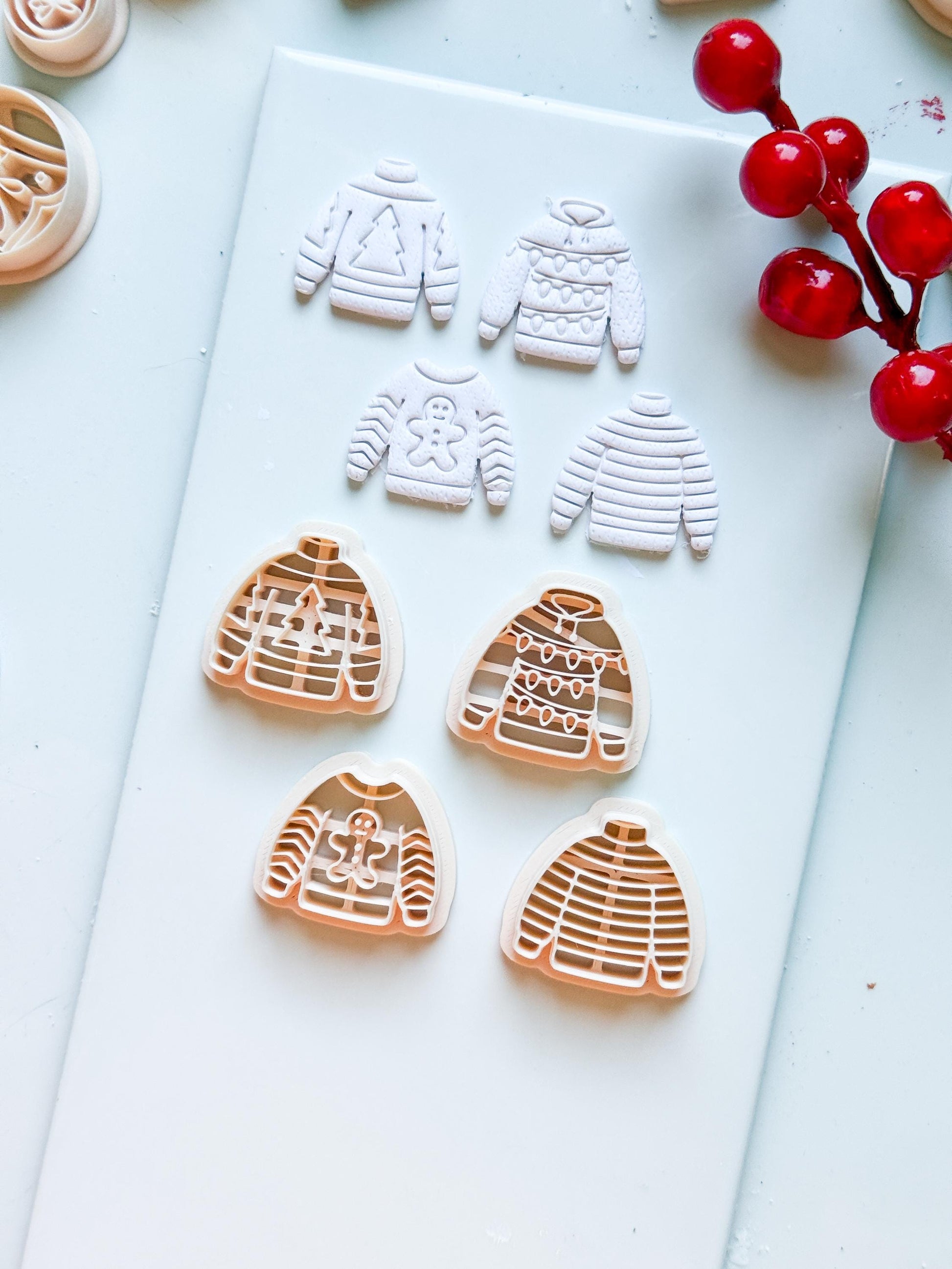 Christmas Sweater Clay Cutters: Holiday Earring Cutters for Polymer Clay