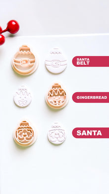 Christmas Ornament Clay Cutter: Santa, Belt, Gingerbread Face Cutters for Polymer Clay