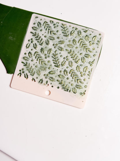 Holly Leaf Christmas Stencil – Festive Berries Pattern for Polymer Clay and Crafts