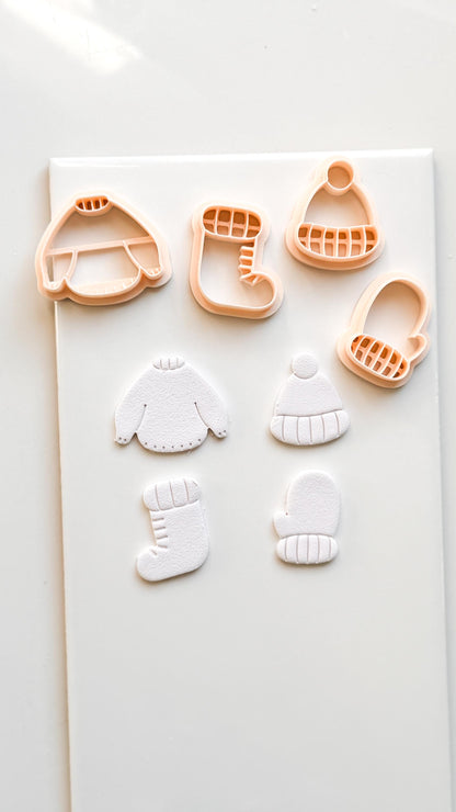 Cozy Season Clay Cutter – Winter Sweater Hat Mitten Sock Design