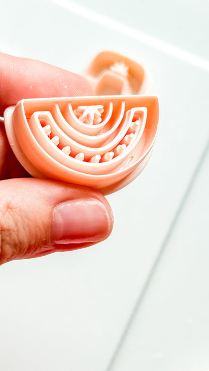 Boho Arch and Fan Clay Cutter Set: Geometric Embossed Polymer Clay Tool