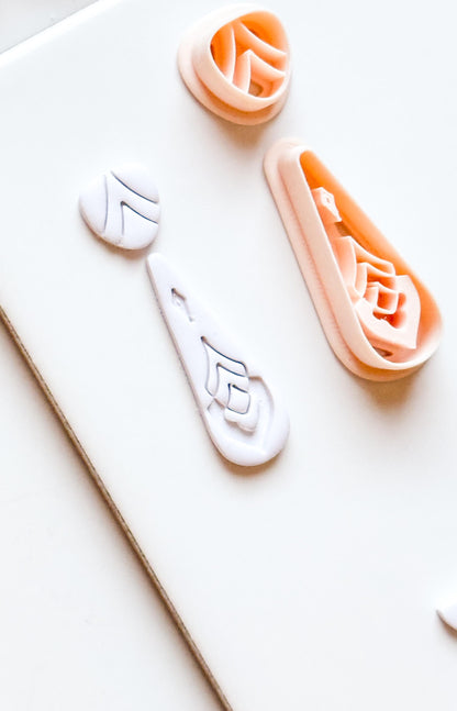 Boho Teardrop Clay Cutter Set: Geometric Embossed Polymer Clay Tool
