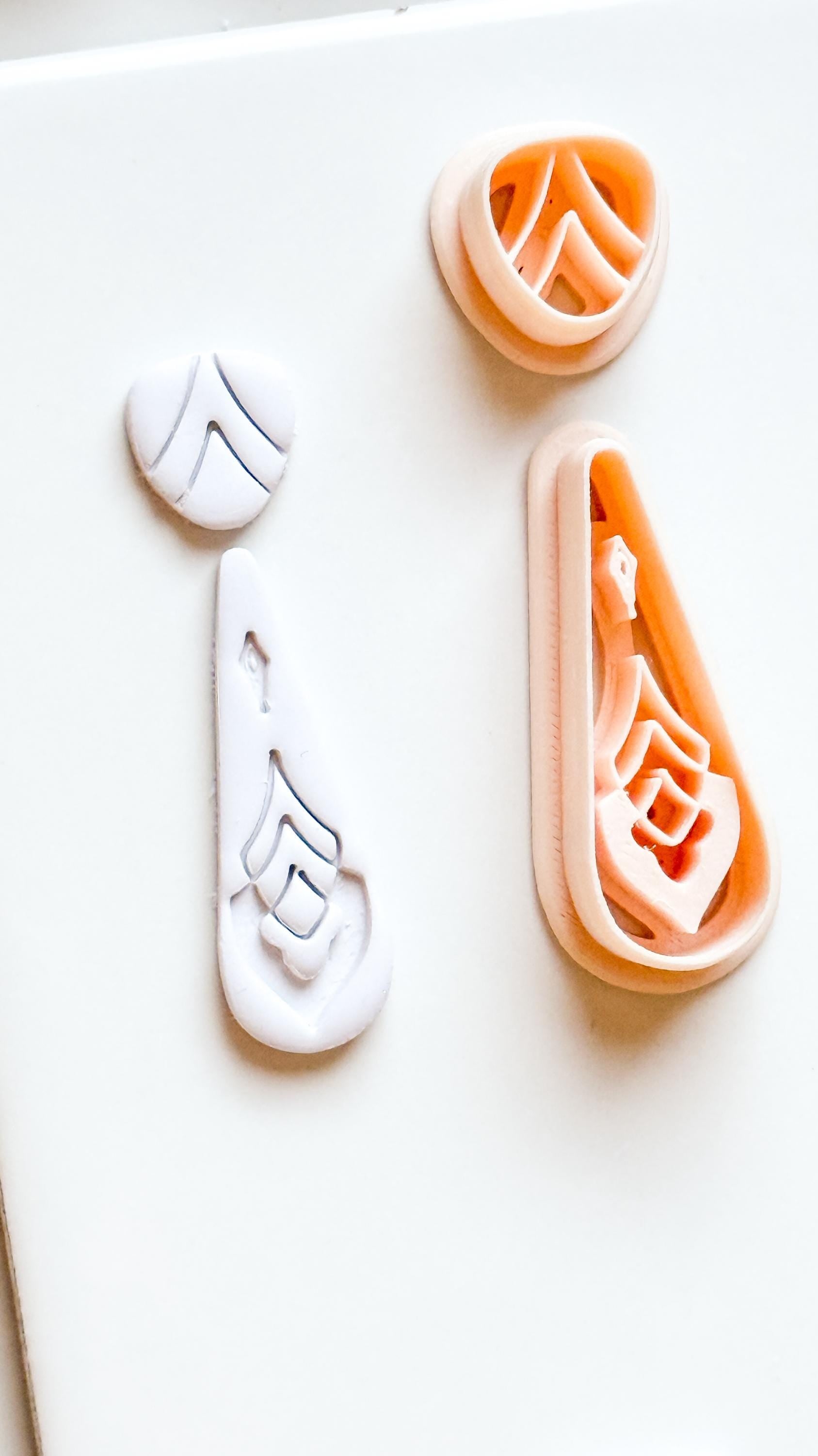 Boho Teardrop Clay Cutter Set: Geometric Embossed Polymer Clay Tool