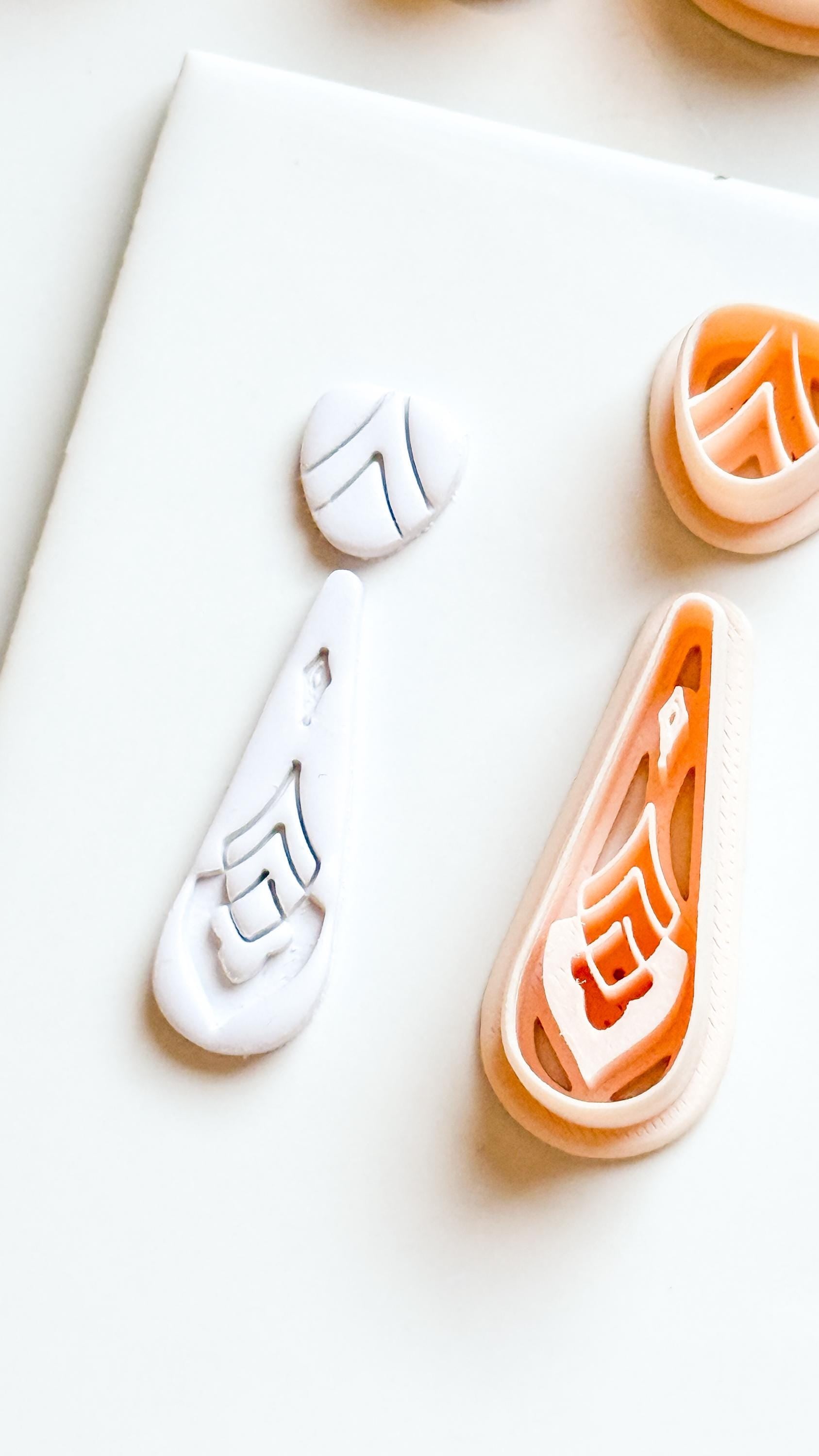 Boho Teardrop Clay Cutter Set: Geometric Embossed Polymer Clay Tool