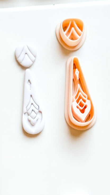 Boho Teardrop Clay Cutter Set: Geometric Embossed Polymer Clay Tool