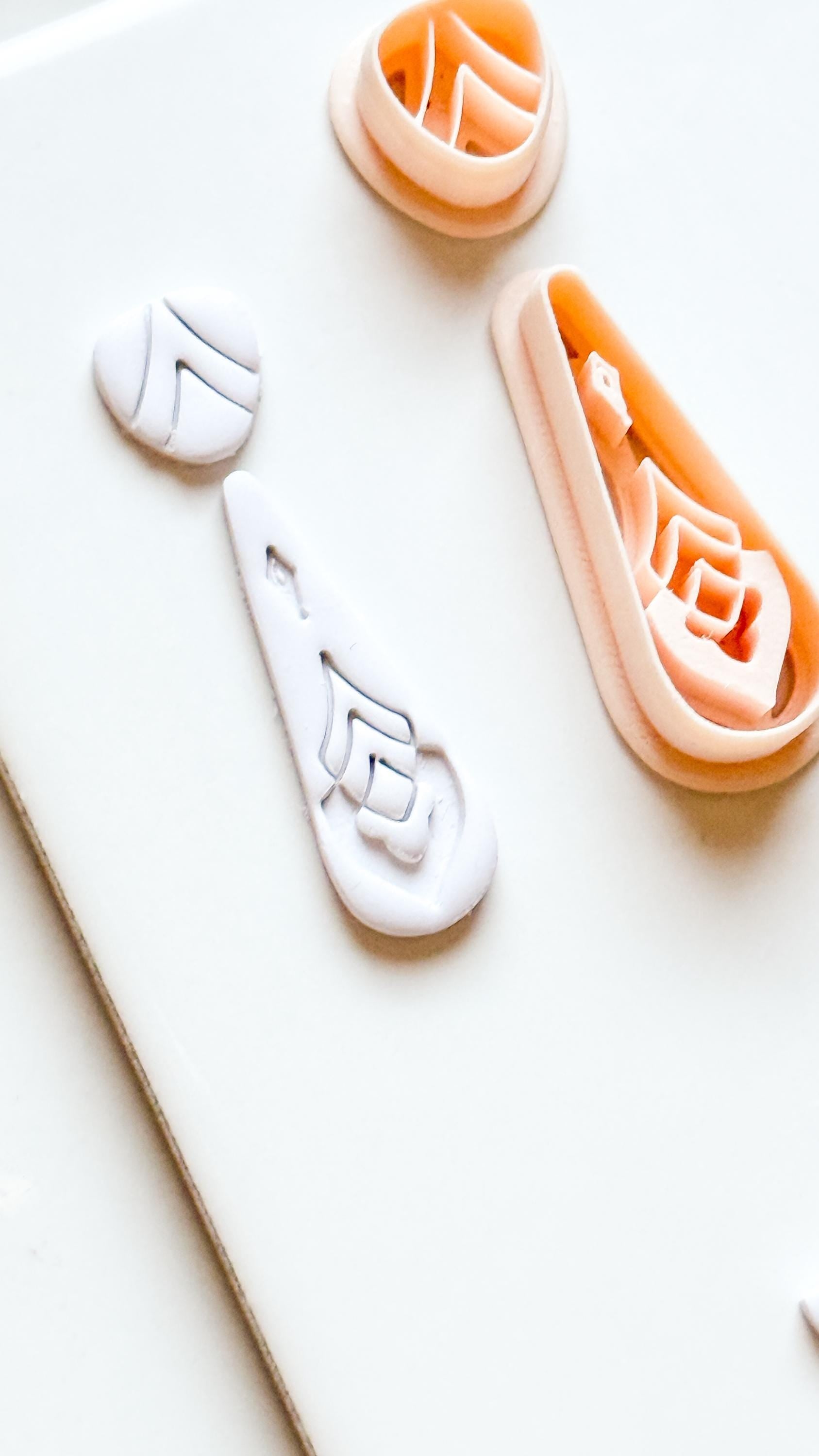 Boho Teardrop Clay Cutter Set: Geometric Embossed Polymer Clay Tool