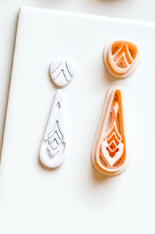 Boho Teardrop Clay Cutter Set: Geometric Embossed Polymer Clay Tool
