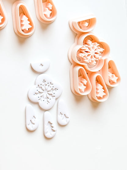Christmas Snowflake Clay Cutter Set: Individual and Joint Holiday Polymer Clay Tools