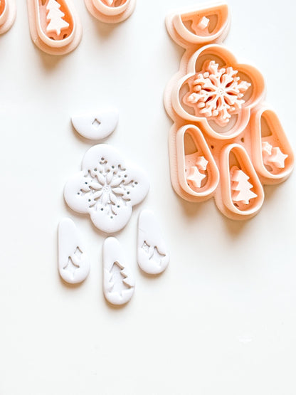 Christmas Snowflake Clay Cutter Set: Individual and Joint Holiday Polymer Clay Tools