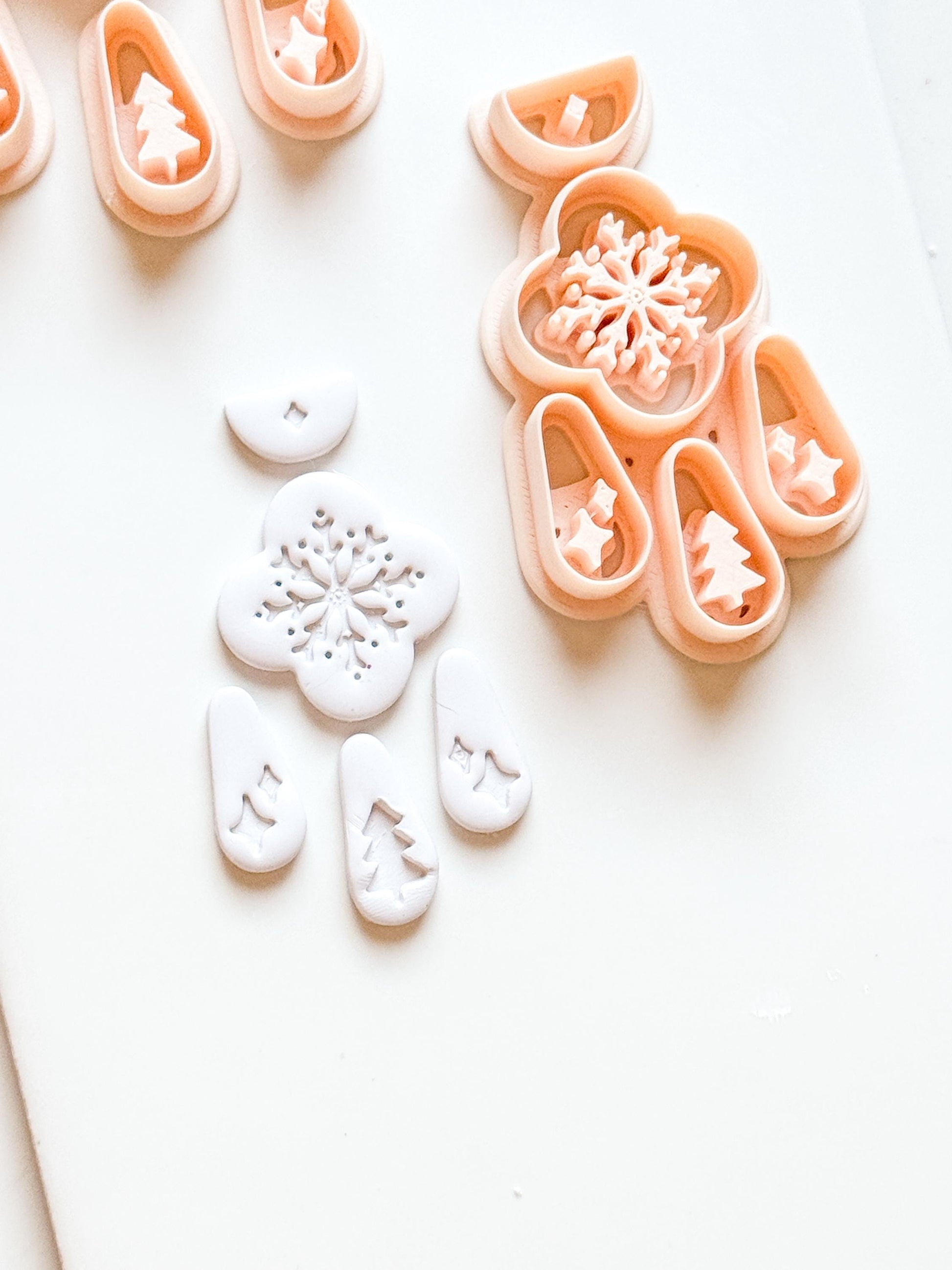 Christmas Snowflake Clay Cutter Set: Individual and Joint Holiday Polymer Clay Tools