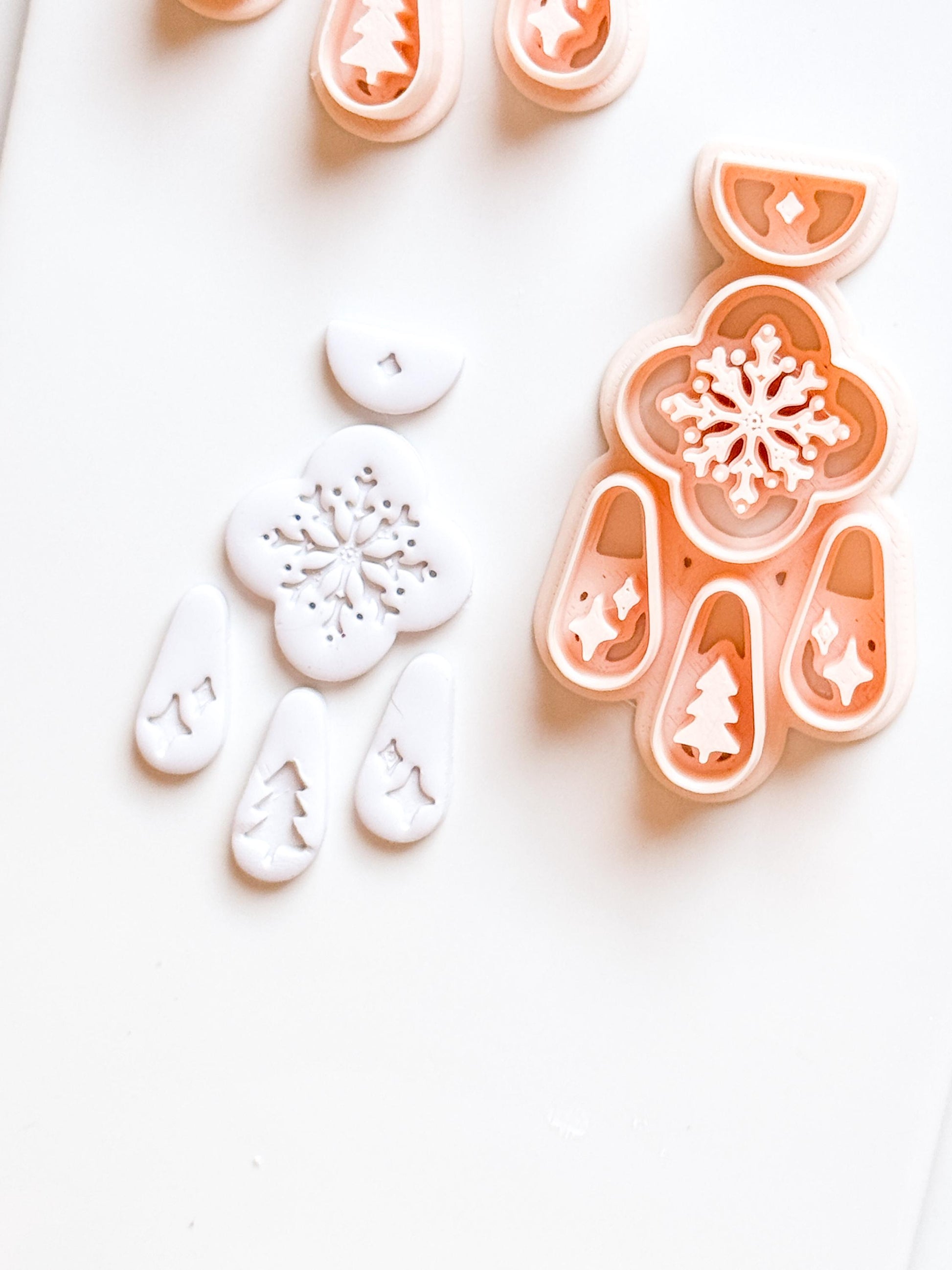 Christmas Snowflake Clay Cutter Set: Individual and Joint Holiday Polymer Clay Tools