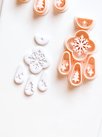 Christmas Snowflake Clay Cutter Set: Individual and Joint Holiday Polymer Clay Tools