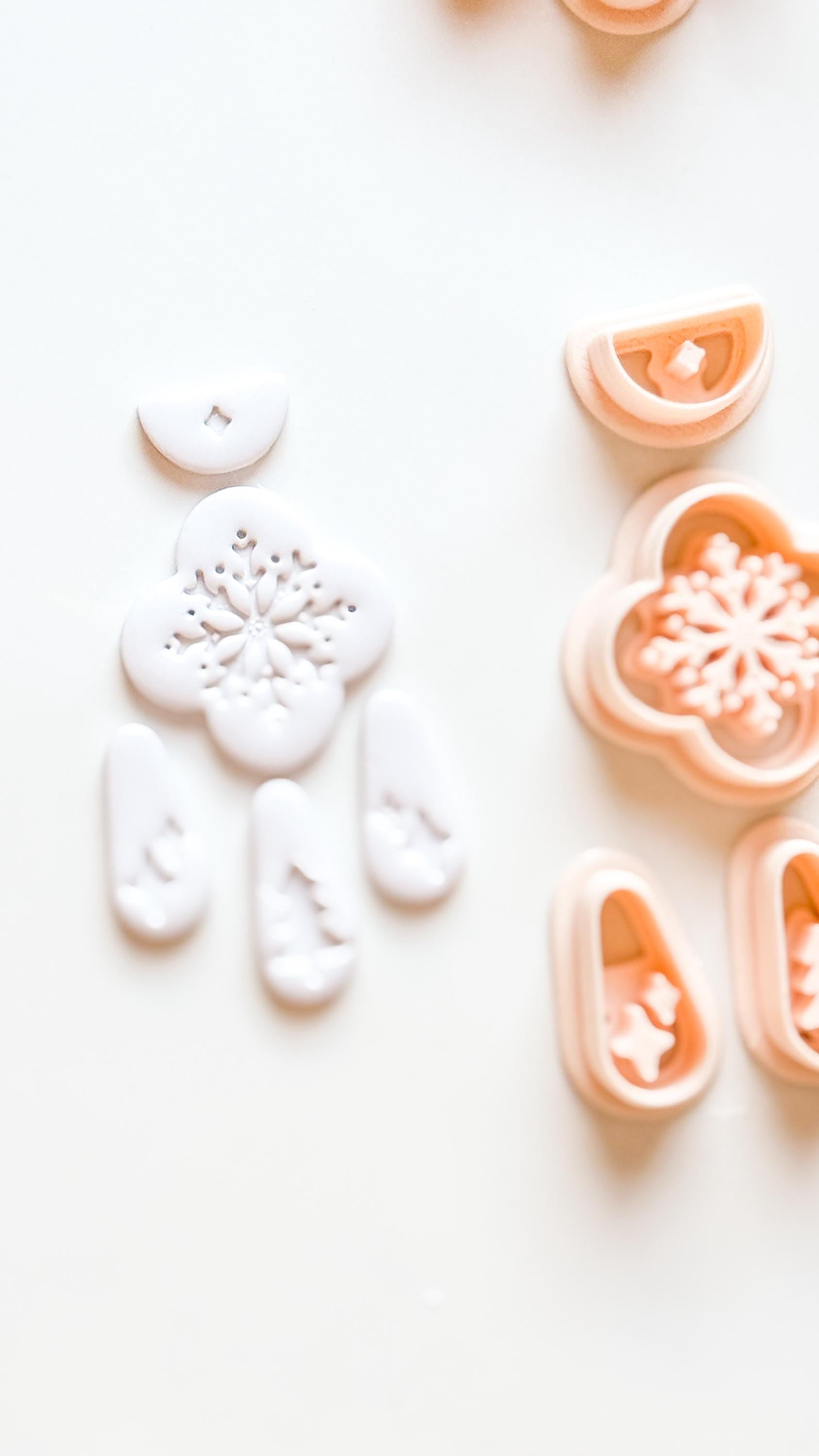 Christmas Snowflake Clay Cutter Set: Individual and Joint Holiday Polymer Clay Tools