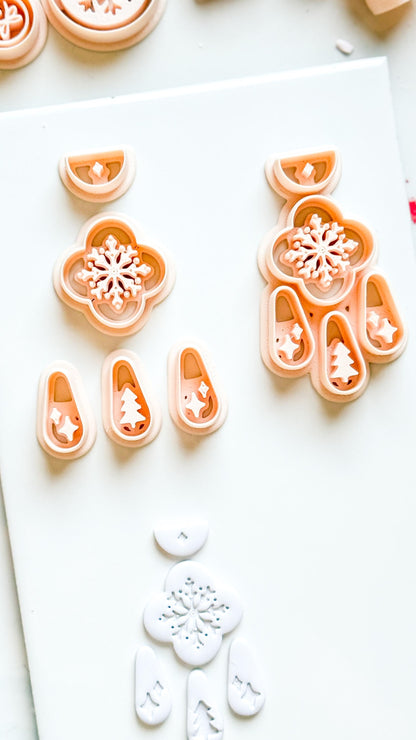 Christmas Snowflake Clay Cutter Set: Individual and Joint Holiday Polymer Clay Tools