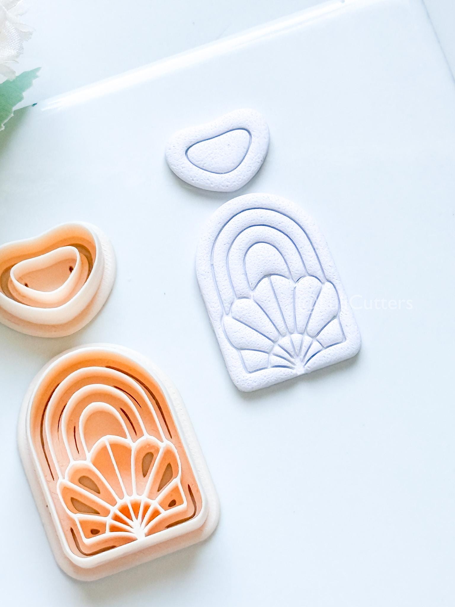 Amber Bloom Polymer Clay Cutter: Floral Arch for Earrings