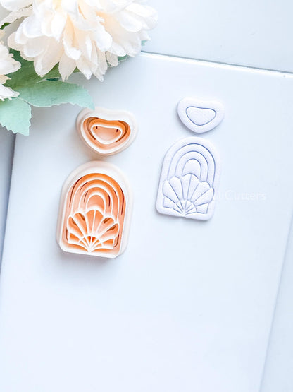 Amber Bloom Polymer Clay Cutter: Floral Arch for Earrings