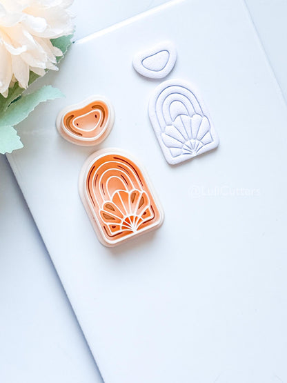 Amber Bloom Polymer Clay Cutter: Floral Arch for Earrings