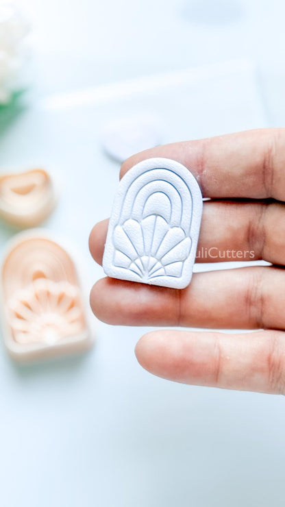 Amber Bloom Polymer Clay Cutter: Floral Arch for Earrings