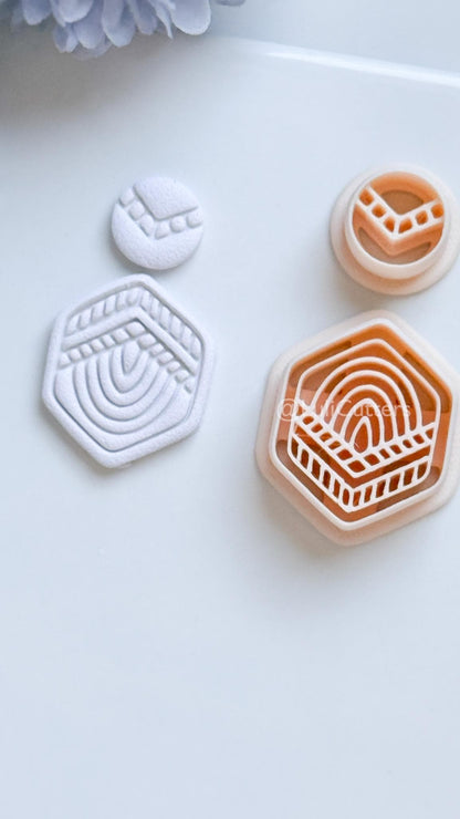 Boho Lines Polymer Clay Cutter: Geometric Layered Design for Earrings