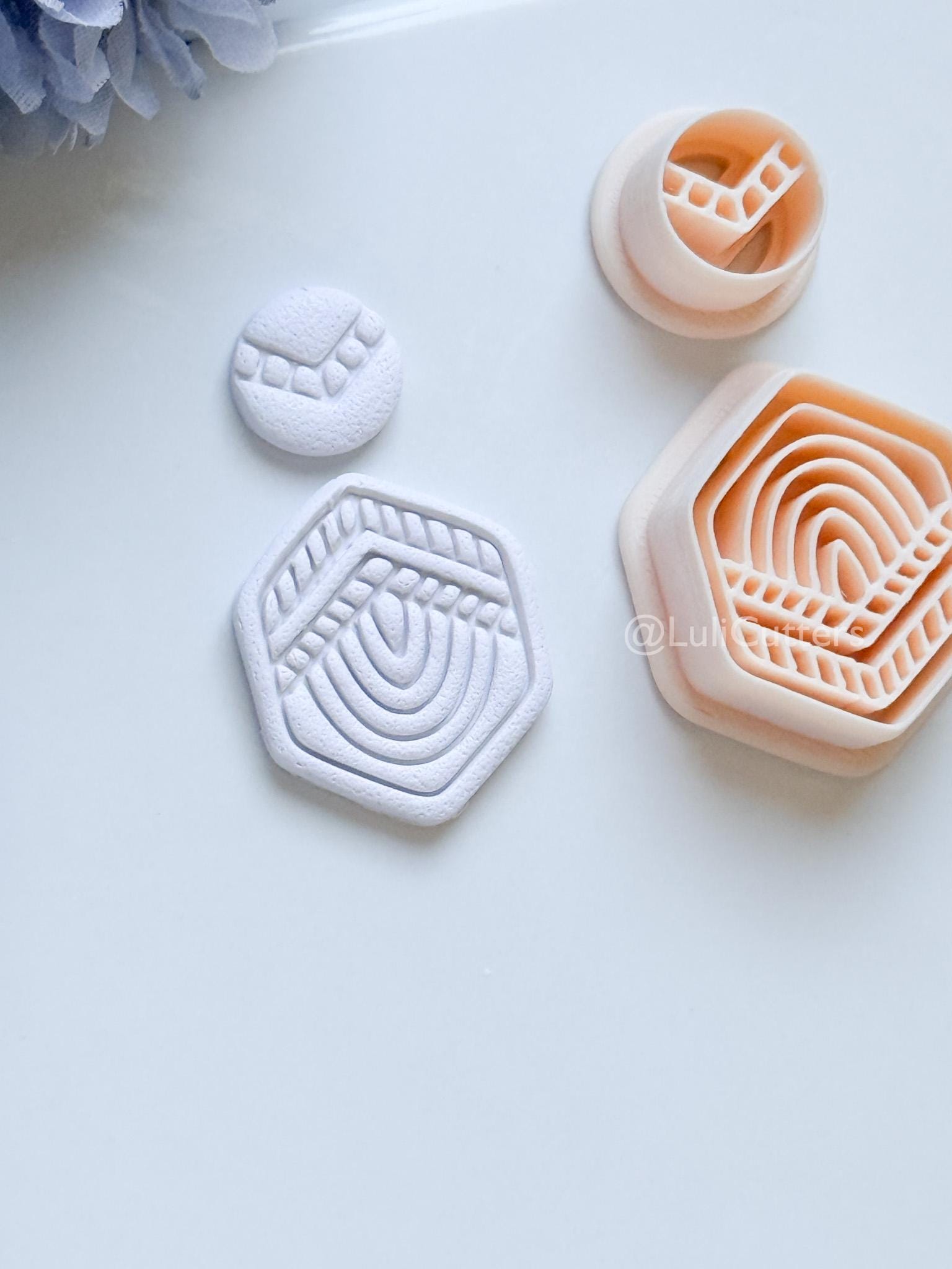 Boho Lines Polymer Clay Cutter: Geometric Layered Design for Earrings
