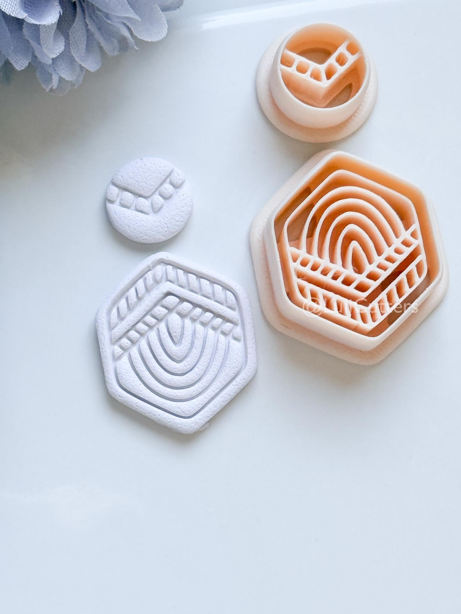 Boho Lines Polymer Clay Cutter: Geometric Layered Design for Earrings