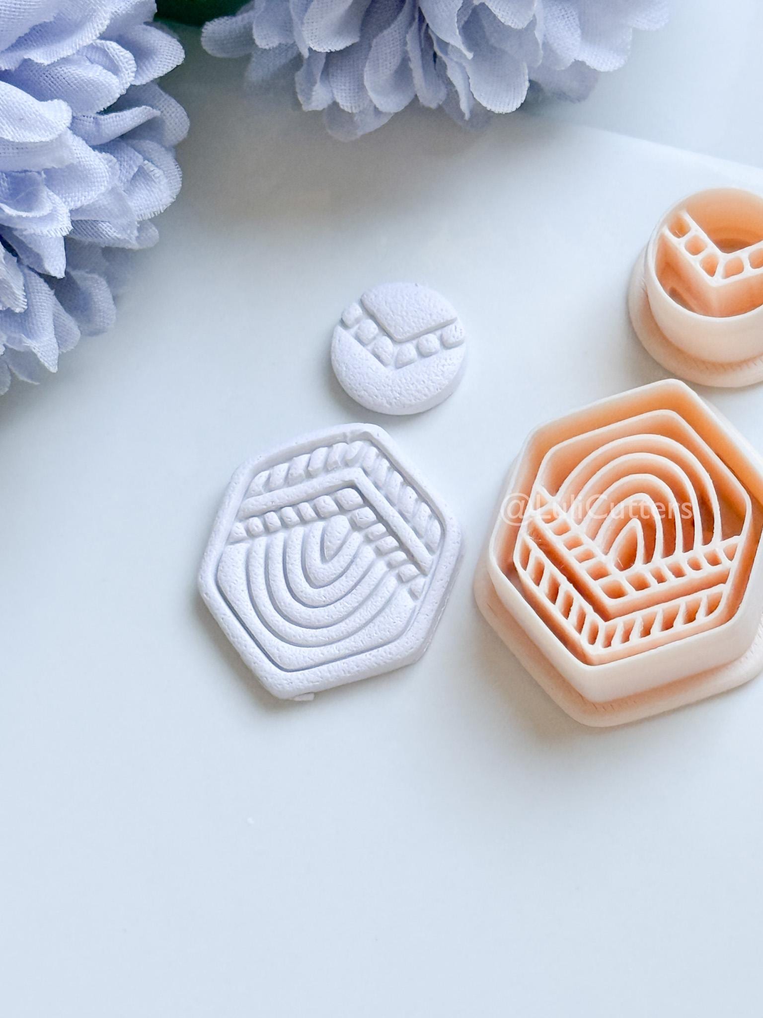 Boho Lines Polymer Clay Cutter: Geometric Layered Design for Earrings