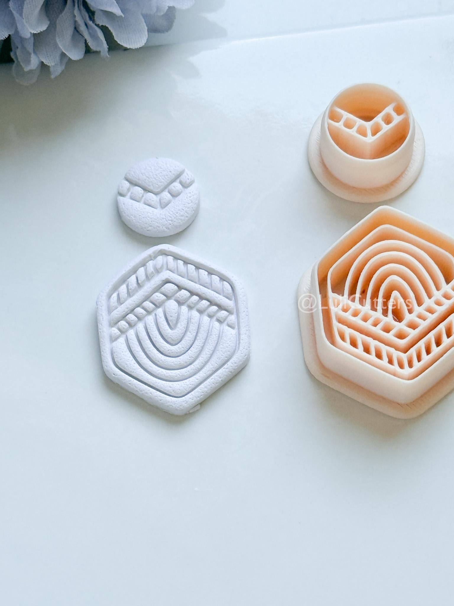 Boho Lines Polymer Clay Cutter: Geometric Layered Design for Earrings