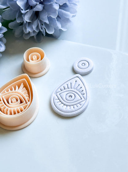 Evil Eye Drop Polymer Clay Cutter: Radiant Eye Design for Earrings