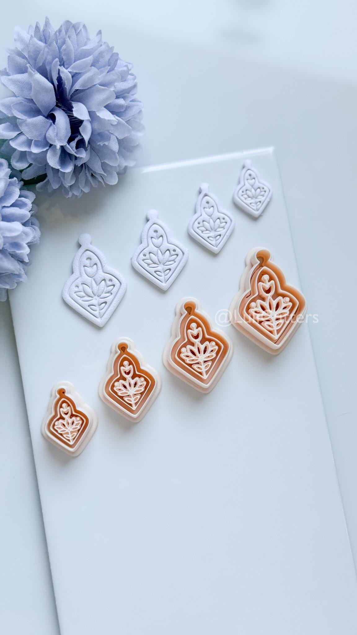 Flora Wren Polymer Clay Cutter: Folk Floral Design for Earrings