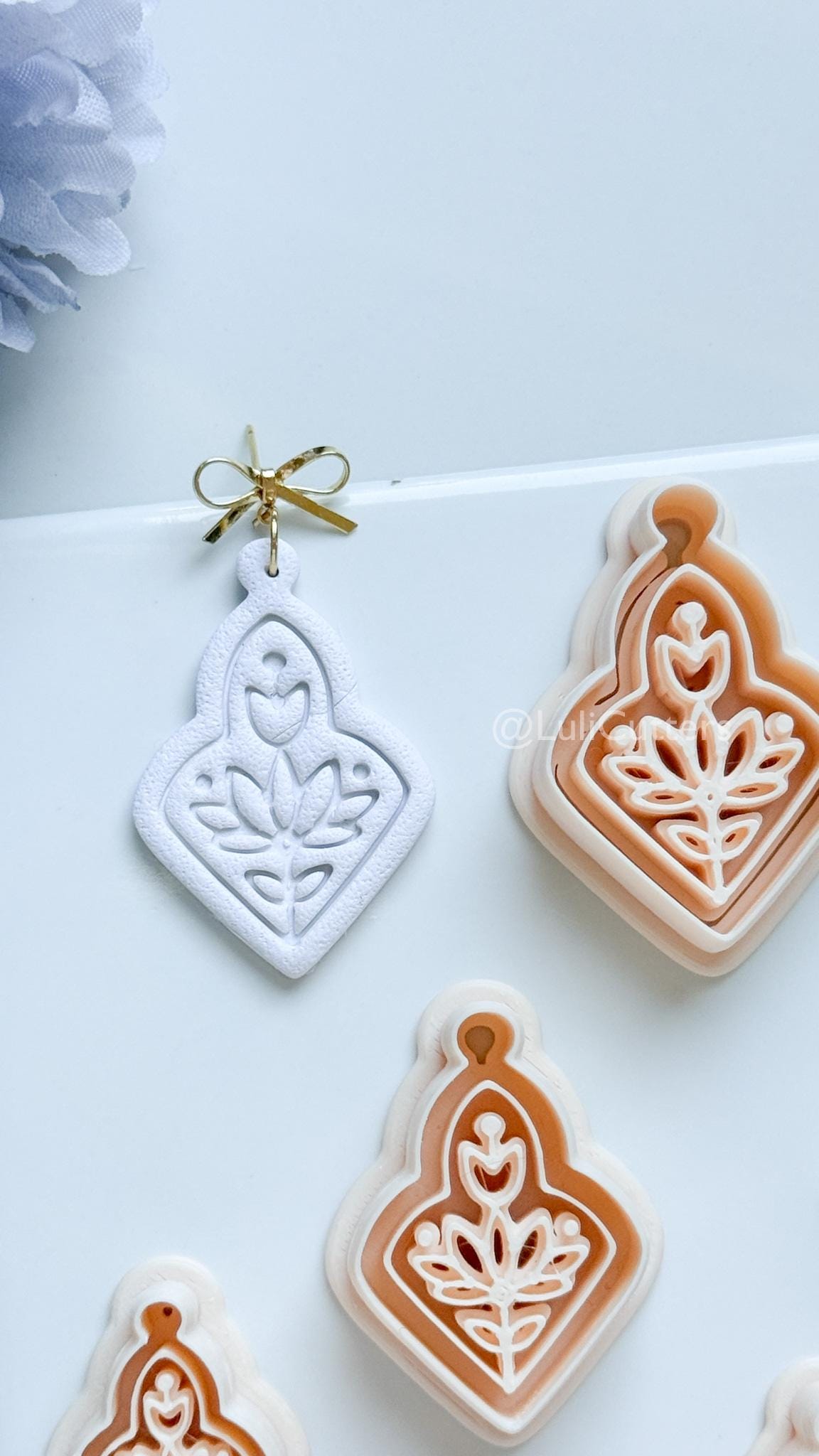 Flora Wren Polymer Clay Cutter: Folk Floral Design for Earrings