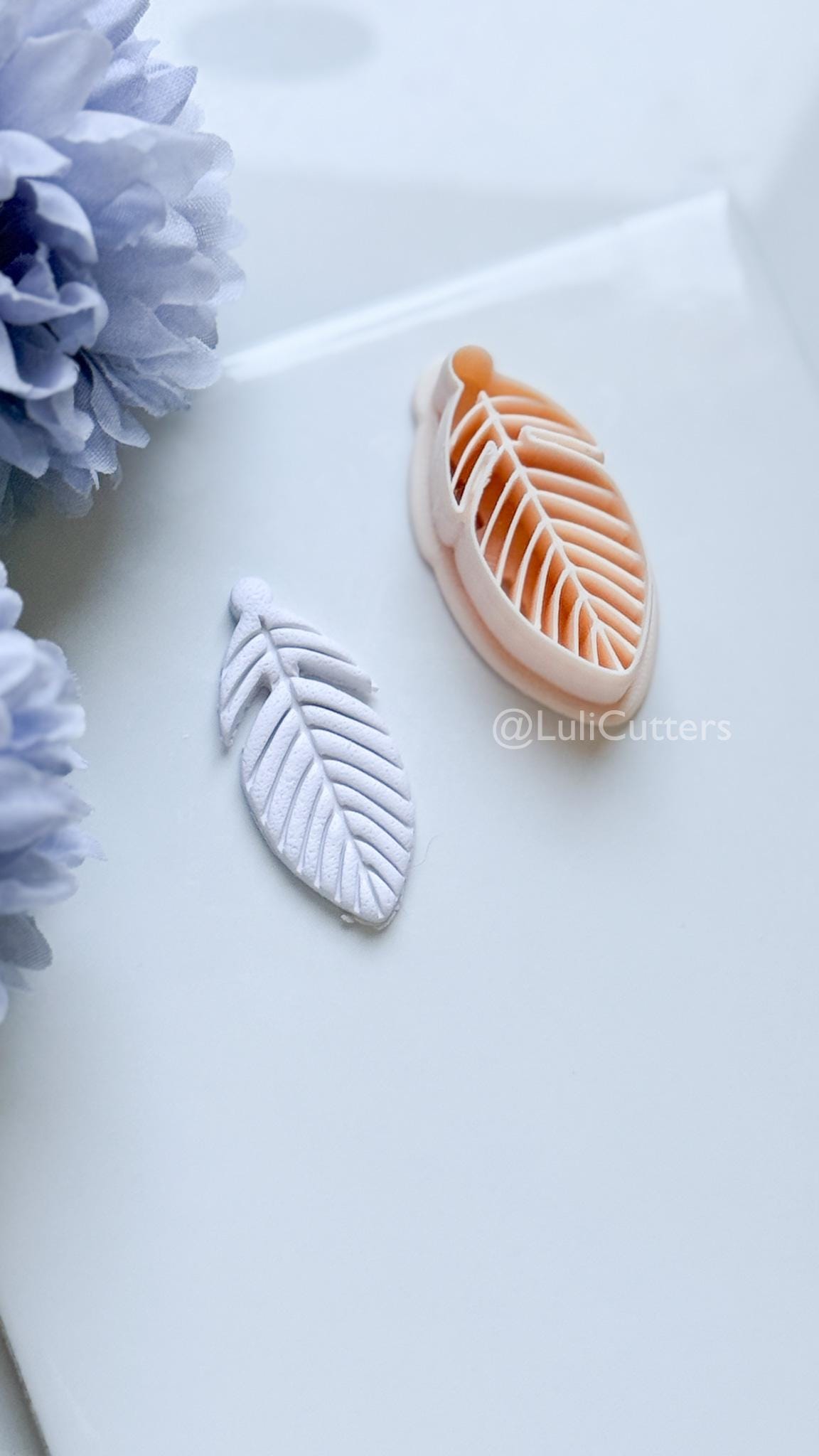 Maren Feather Polymer Clay Cutter: Layered Feather Design for Earrings