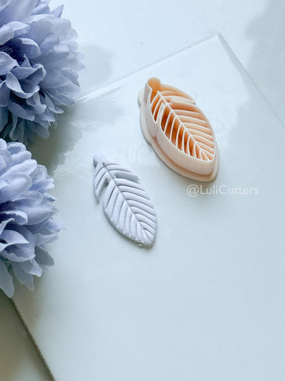 Maren Feather Polymer Clay Cutter: Layered Feather Design for Earrings