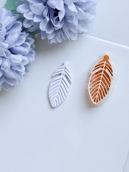 Maren Feather Polymer Clay Cutter: Layered Feather Design for Earrings