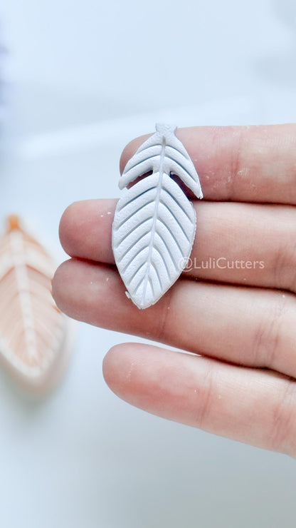 Maren Feather Polymer Clay Cutter: Layered Feather Design for Earrings