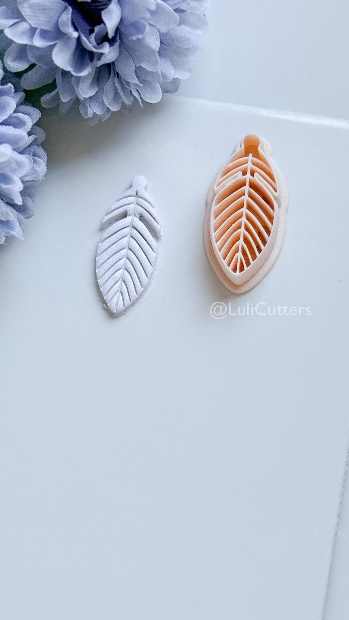 Maren Feather Polymer Clay Cutter: Layered Feather Design for Earrings